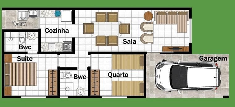 Plan d'étage d'une maison avec 2 chambres et 1 salle de bain