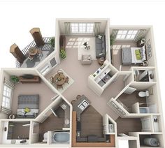 plan de maison 2 chambres cuisine ouverte