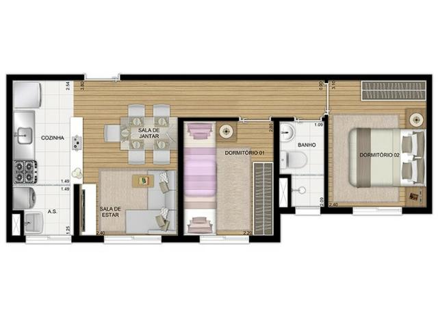 Plan d'étage 2 chambres avec salle à manger