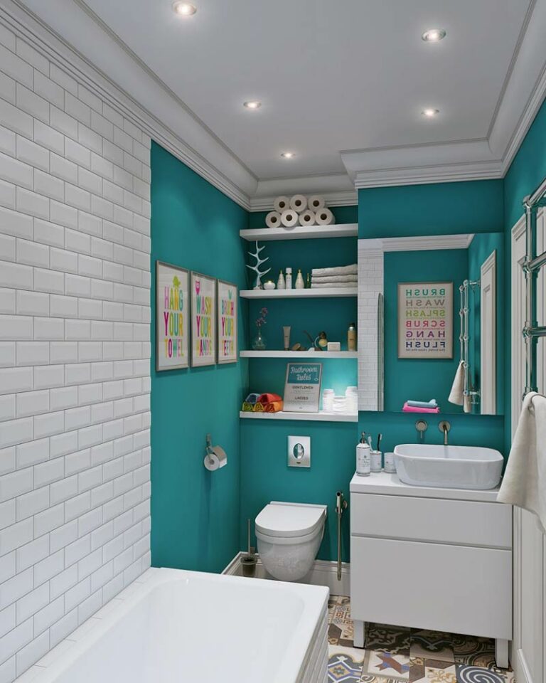 Gabinete de banheiro com a cor na decoração