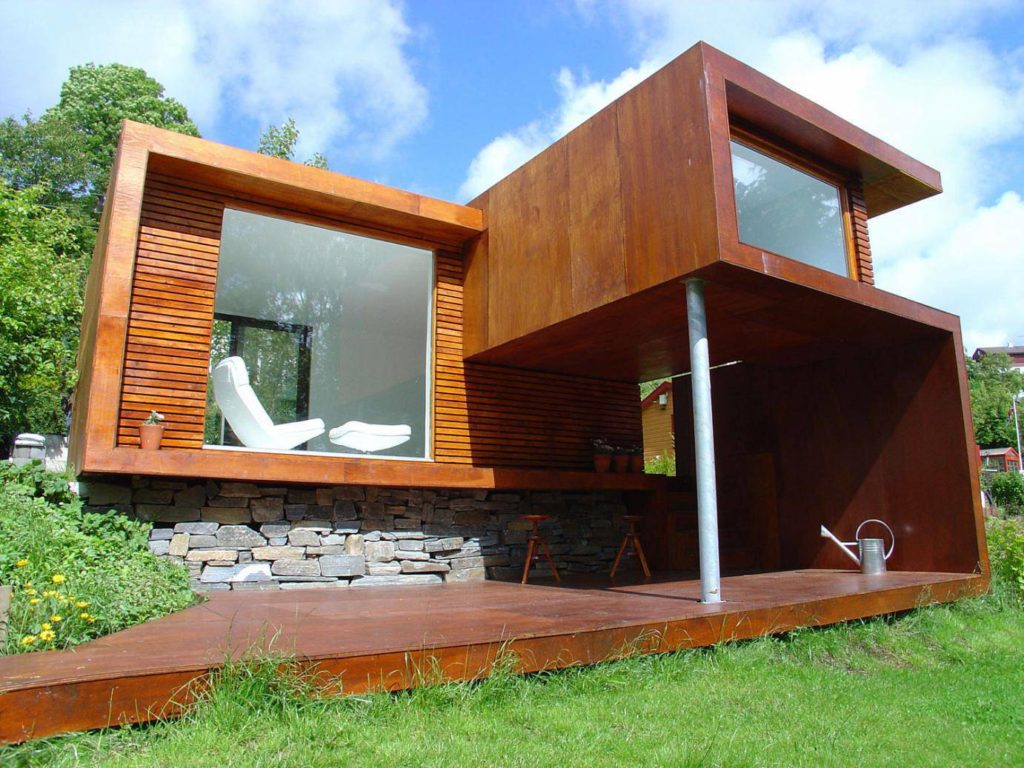 Maison en bois de marque d'architecture moderne.