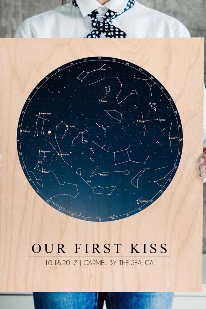 Cadeaux de Saint Valentin pour hommes : une carte du ciel pour commémorer les premiers baisers 