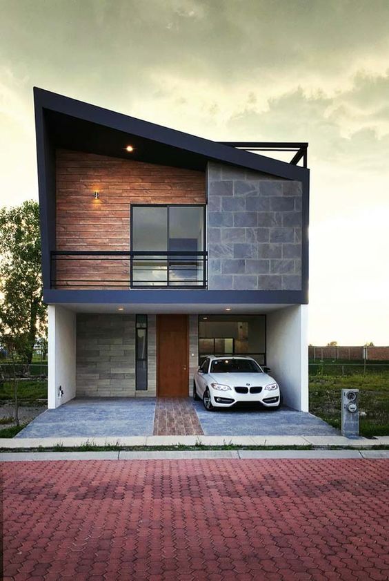 Façade d'une petite maison moderne.