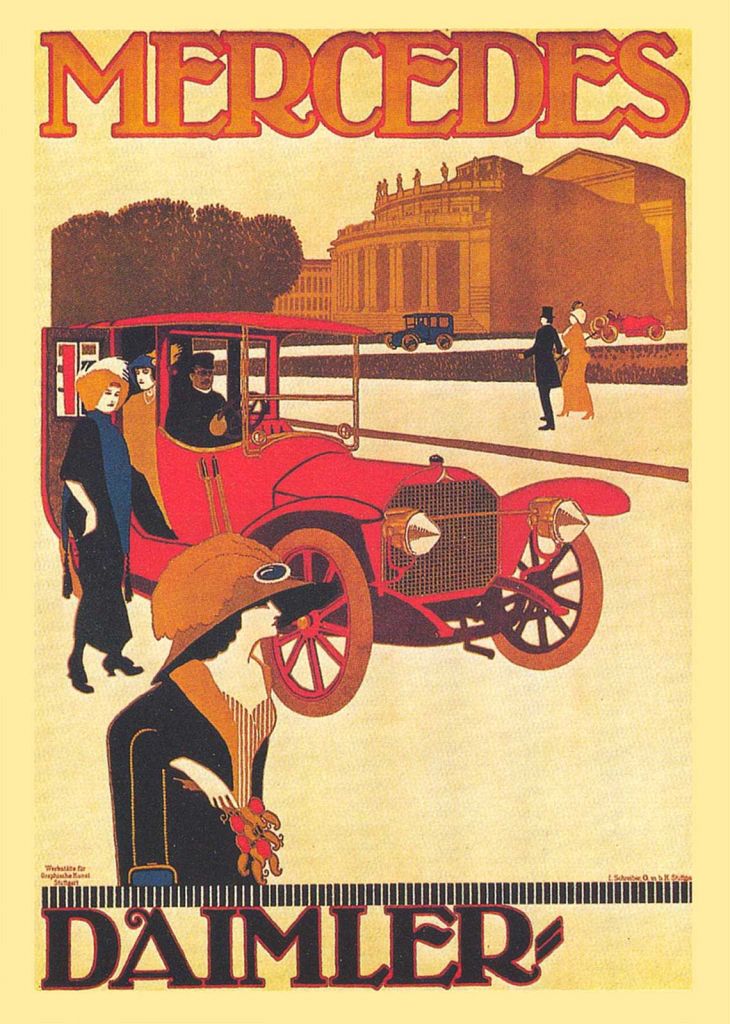 Affiche vintage avec voiture