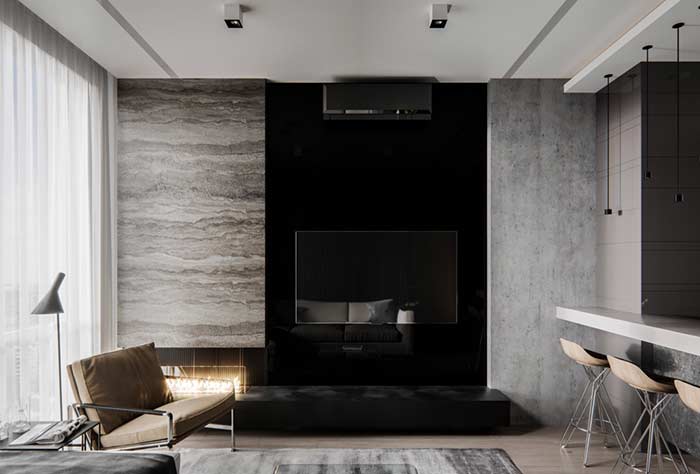 Salon moderne avec moulage en plâtre