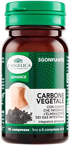 L'Angelica Complément alimentaire dégonflant au charbon et au cumin pour lutter contre les ballonnements et améliorer la digestion, sans lactose, 75 comprimés