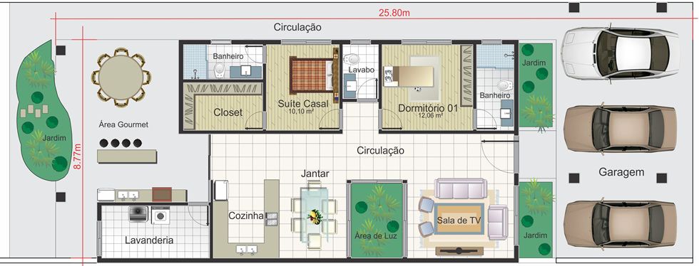 Plan d'étage d'une maison moderne avec coin repas