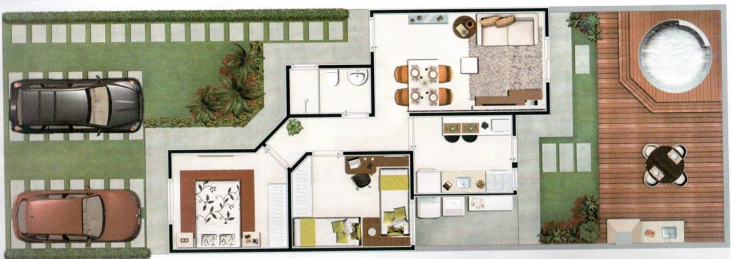 Plan d'étage d'une maison moderne avec bain à remous