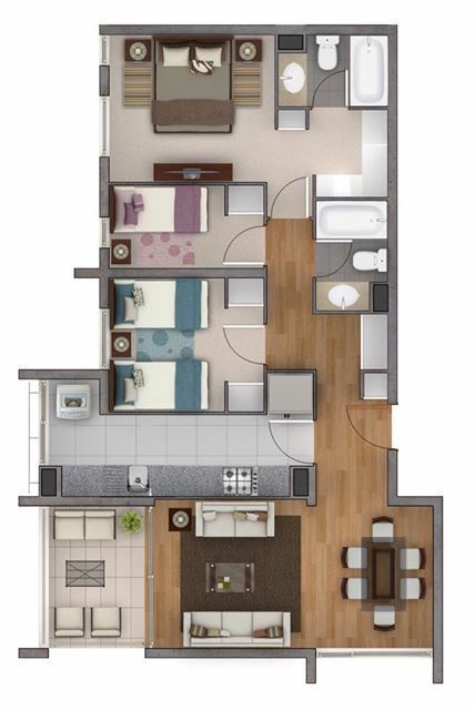 Plan de maison moderne à une chambre