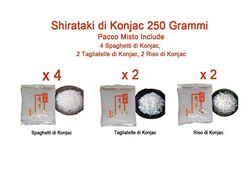 Konjac Shirataki 250g assorti 8 packs comprenant 4 sticks de nouilles de konjac, 2 sticks de nouilles de konjac, 2 sticks de riz de konjac