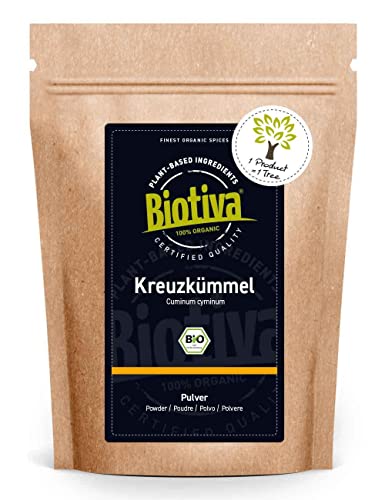 Poudre de cumin biologique Biotiva - 250g - Qualité supérieure - Emballé et inspecté en Allemagne (DE-eco-005)