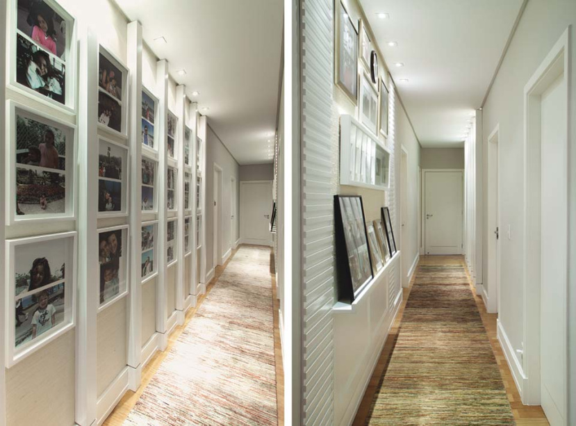 Couloir avec peinture et plafond en plâtre.