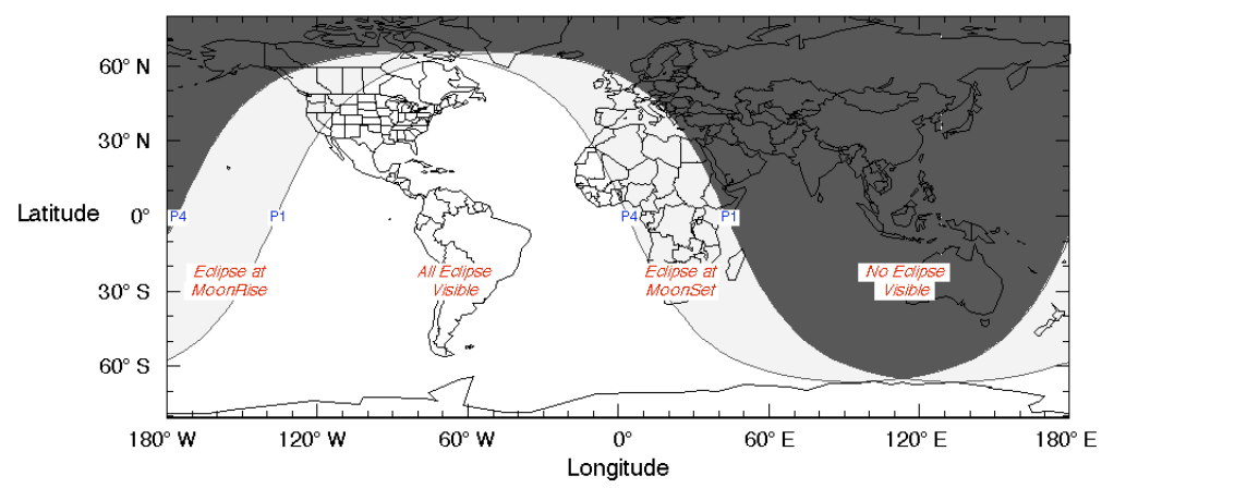 Carte de l'éclipse solaire du 5 juillet