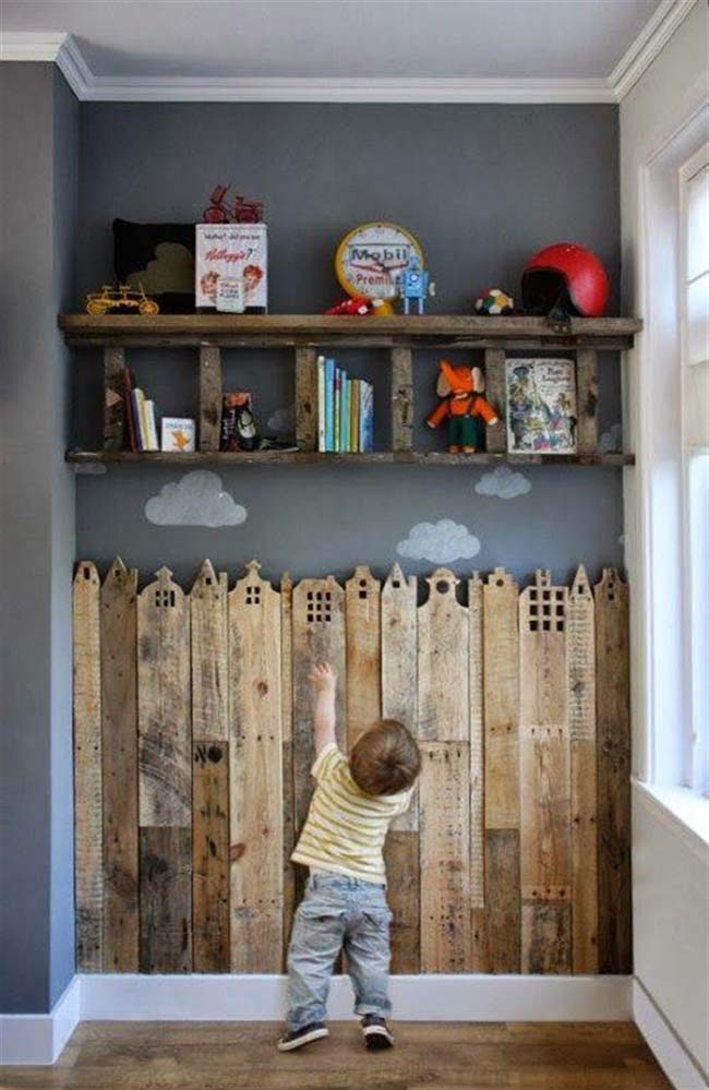 Mur en palette pour chambre d'enfant