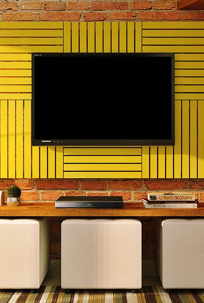 plateau jaune panneau tv