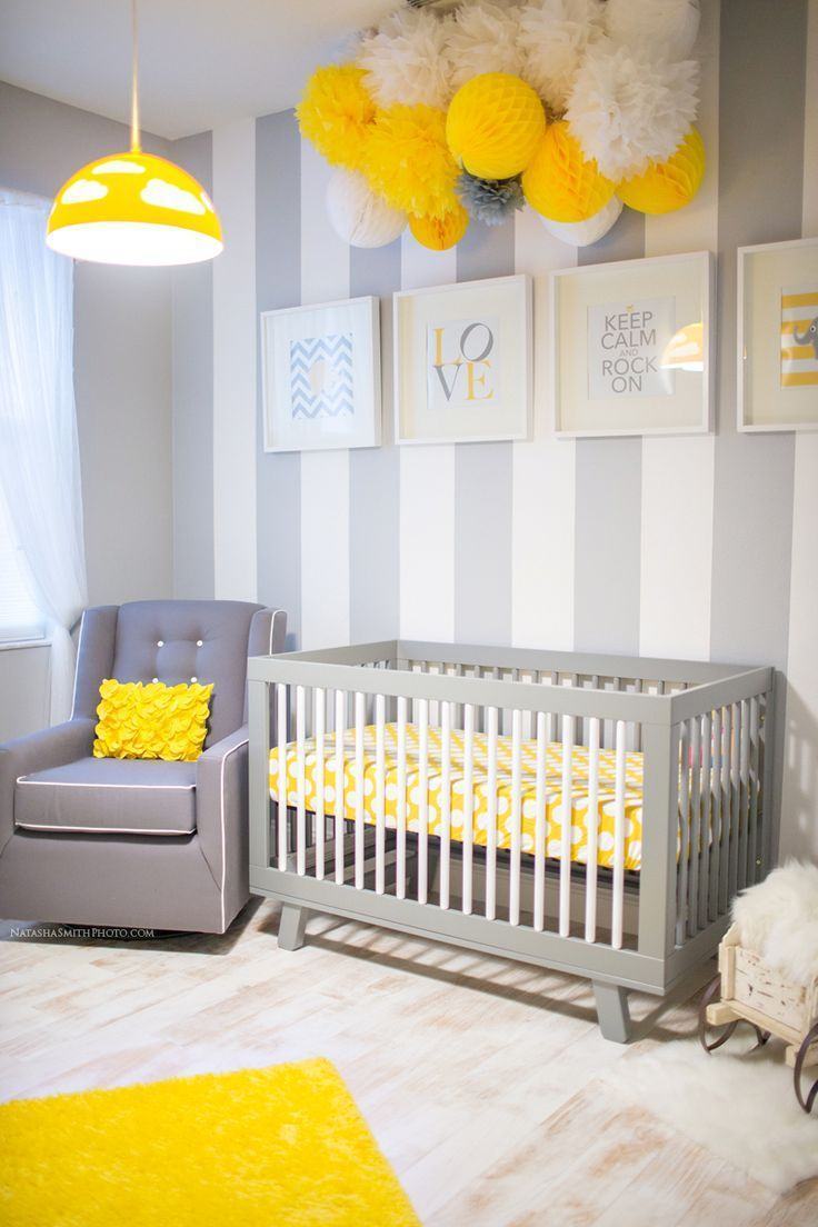 chambre bébé jaune et grise
