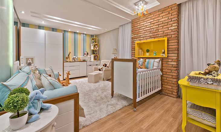 Chambre de bébé jaune moderne