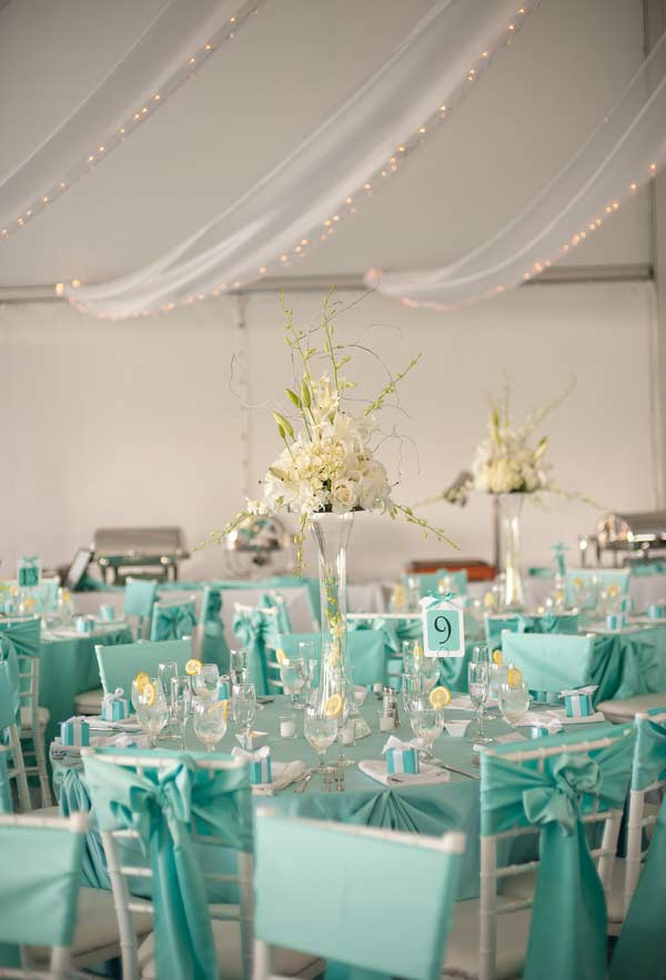 Décorations de table de mariage bleu Tiffany
